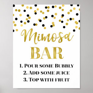 Affiche Mariage des signes Black Gold Confetti Mimosa Bar