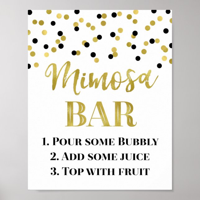 Affiche Mariage des signes Black Gold Confetti Mimosa Bar (Devant)