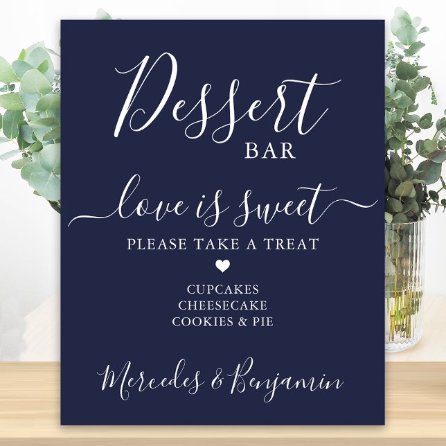 Affiche Mariage Dessert Bar Love is Sweet Custom Navy Blue (Créateur téléchargé)