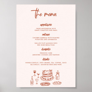 Affiche Mariage Dessin Nourriture Doodle Fantaisiste