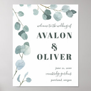 Affiche Mariage d'eucalyptus en argent