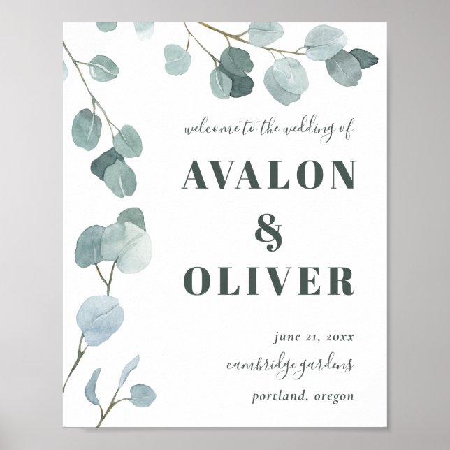 Affiche Mariage d'eucalyptus en argent (Devant)