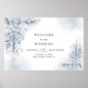 Affiche Mariage d'hiver aux baies blanches gelées 