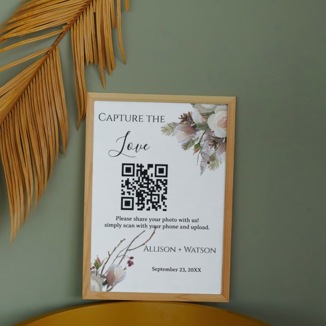 Affiche Mariage d'hiver Capture d'amour Code QR photo mari (Créateur téléchargé)