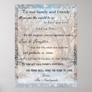 Affiche Mariage d'hiver Forêt Lumières Flocons de neige Me