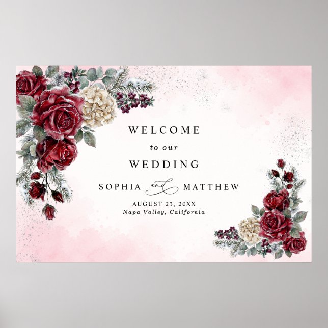 Affiche Mariage d'hiver Roses Gelées  (Devant)