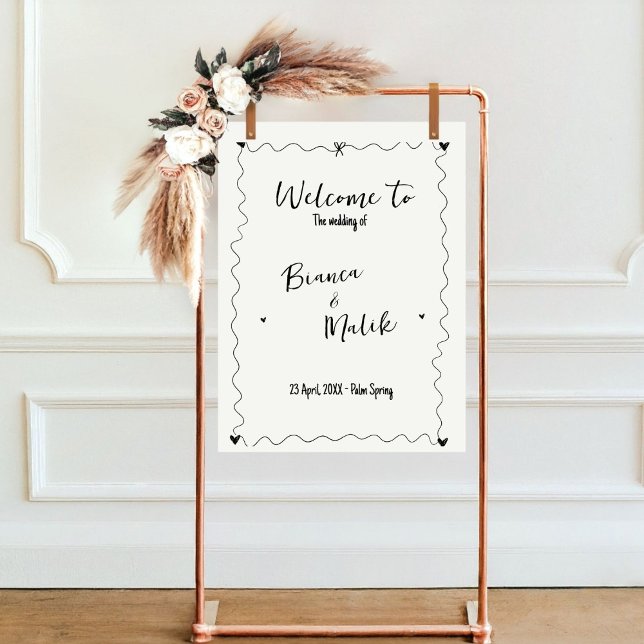 Affiche Mariage d'illustrations de ligne de griffes dessin (Créateur téléchargé)