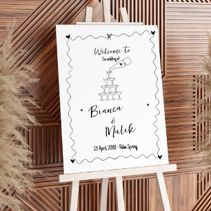 Affiche Mariage d'illustrations de ligne de griffes dessin