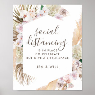 Affiche Mariage Distances Sociales Pampas Panneau Grass