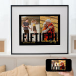 Affiche Mariage d'or 2 Photo moderne 50e anniversaire<br><div class="desc">Téléchargez 2 de vos photos préférées et créez votre propre poster anniversaire de cinquantième mariage. Vous pouvez personnaliser avec vos noms et date mariage et le modèle photo est configuré pour que vous puissiez télécharger vos deux photos. Le design comprend une typographie moderne surdimensionnée et un script de brosse en...</div>
