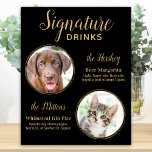 Affiche Mariage d'or noir Personnalisé Animaux de compagni<br><div class="desc">Signature Cocktails de vos animaux de compagnie ! Inclure votre meilleur chien, meilleur chat et tout animal de compagnie dans votre mariage avec son bar à boissons signature pour vos invités. Parfait pour les amoureux de les chiens, et un bar spécial chien sera un succès à votre mariage. Élégant script...</div>