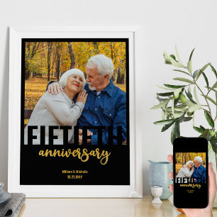 Affiche Mariage d'or Photo moderne 50e anniversaire
