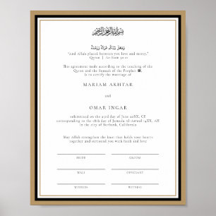 Affiche Mariage du certificat de mariage Gold moderne Keep