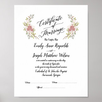 Affiche Mariage du certificat de mariage moderne Keepsaké