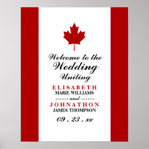 Affiche Mariage du drapeau canadien Bienvenue