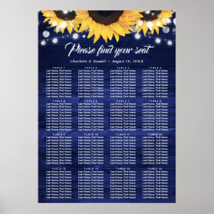 Affiche Mariage du tournesol bleu de la Marine Plan de tab