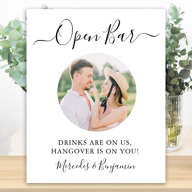 Affiche Mariage élégant avec photo personnalisée et bar ou (Créateur téléchargé)