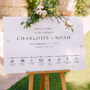 Affiche Mariage Élégant Céleste Minimaliste : Bienvenue su