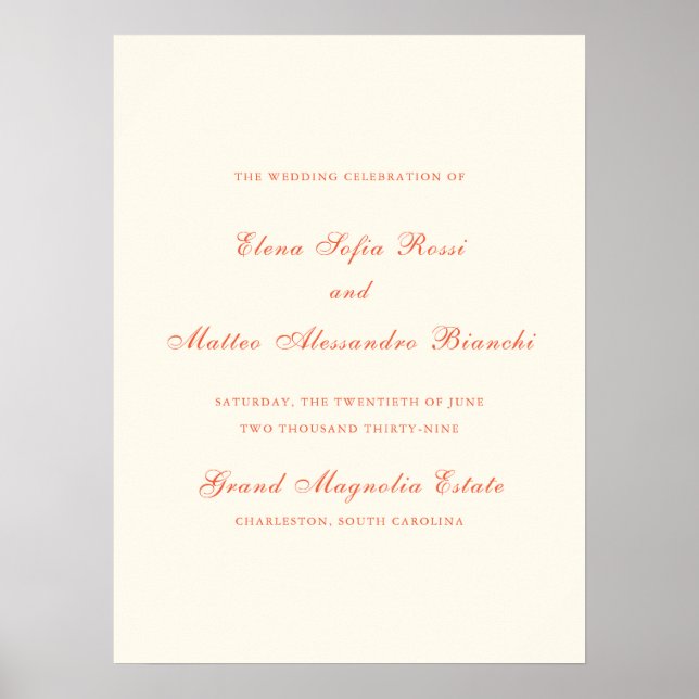 Affiche Mariage Élégant Moderne Classique Terracotta (Devant)