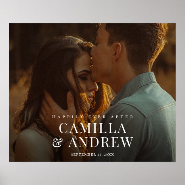 Affiche Mariage Élégant Photo Moderne de Bienvenue (Devant)