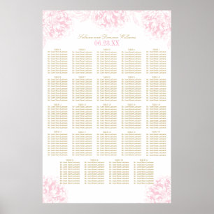 Affiche Mariage élégant rose et or Floral Peony