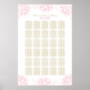 Affiche Mariage élégant rose et or Floral Peony