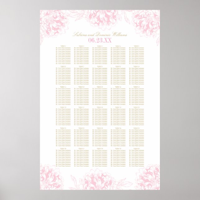Affiche Mariage élégant rose et or Floral Peony (Devant)