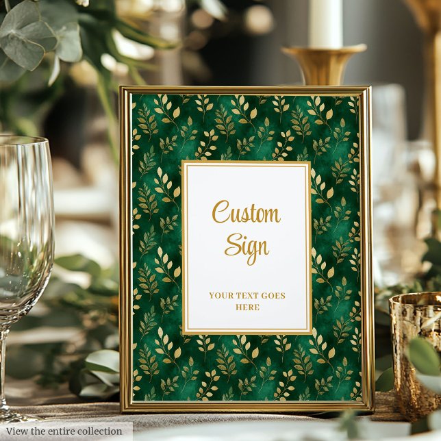 Affiche Mariage émeraude vert émeraude or intemporel (Timeless Emerald Green Gold Eucalyptus Wedding Poster )