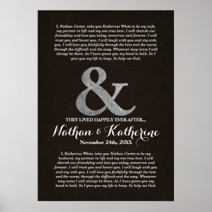 Affiche Mariage En Bois Sombre Et Argent Voit Heureusement