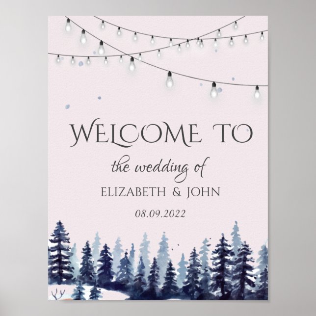 Affiche Mariage en forêt, bois, pins (Devant)