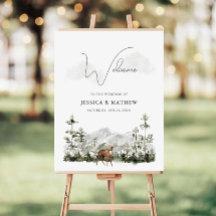 Mariage en forêt de pins de montagne Bienvenue