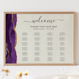 Affiche Mariage en ivoire d'agate d'or violet