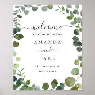 Affiche Mariage Eucalyptus à script chic