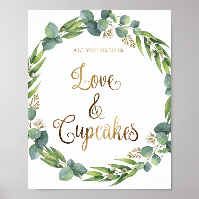 Affiche Mariage Eucalyptus pour cupcakes (Devant)