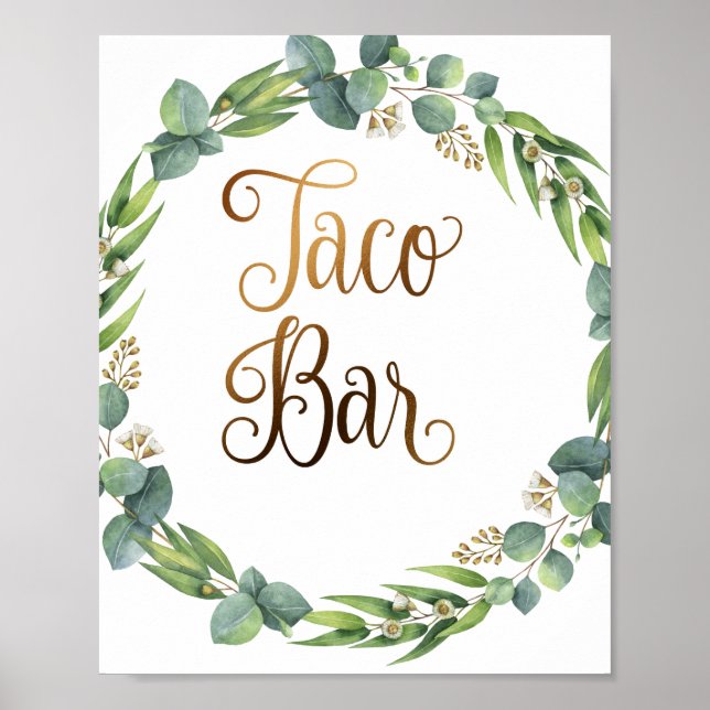 Affiche Mariage Eucalyptus signe pour barre de taco (Devant)