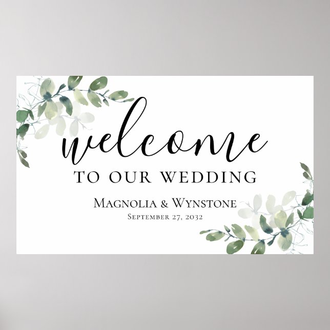 Affiche Mariage Eucalyptus Vert Bienvenue (Devant)