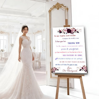 Affiche Mariage Famille et Amis Roses Roses Rouges
