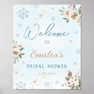 Affiche Mariage Fantaisiste Blanc Hiver Neige Gelée