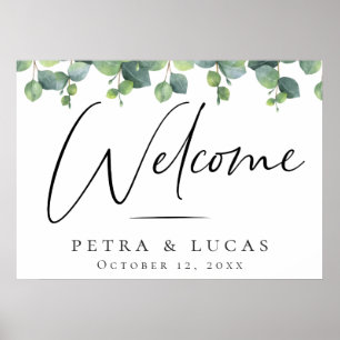 Affiche Mariage Feuille Eucalyptus Bienvenue