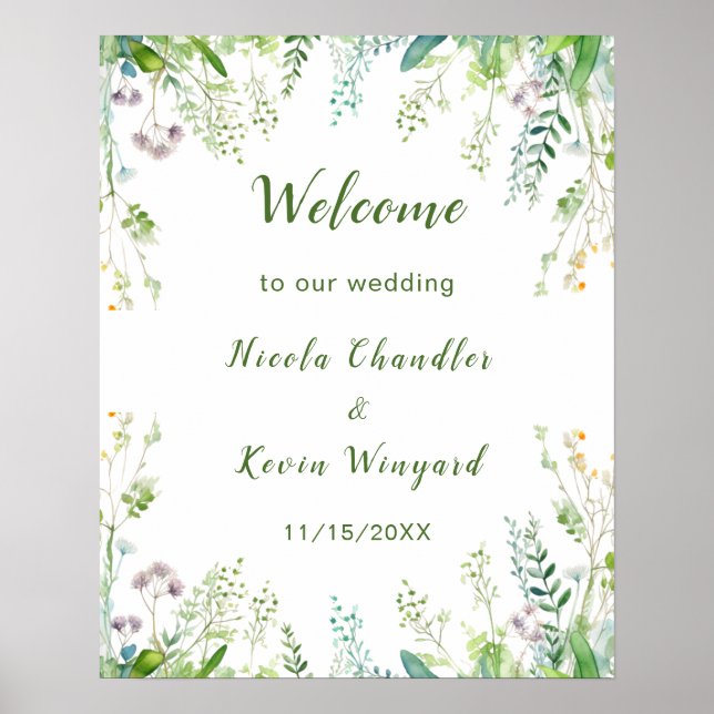 Affiche Mariage Feuille Eucalyptus Greenery (Devant)