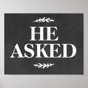 Affiche Mariage Fiançailles Photo Prop Signal Il A Demandé