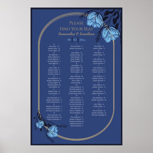 Affiche Mariage Fleur Bleu Faisant (Devant)
