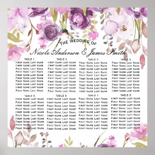 Affiche Mariage Fleur de lilas lavande violet Plan de tabl