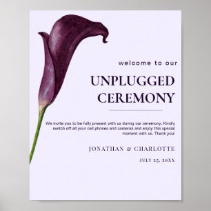 Affiche Mariage Fleur de Lys Élégant Pourpre