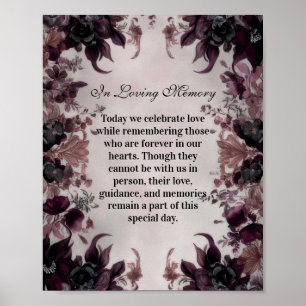 Affiche Mariage Fleur Gothique Violette