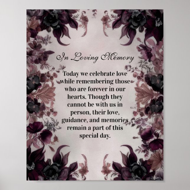 Affiche Mariage Fleur Gothique Violette (Devant)