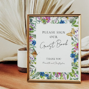 Affiche Mariage Fleur sauvage de printemps coloré
