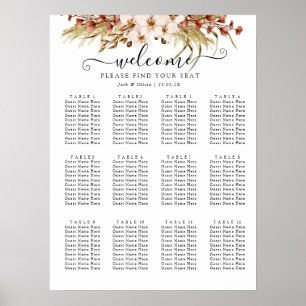 Affiche Mariage fleuri Bohemian Chic Terra Cotta
