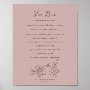 Affiche Mariage Fleurs de Citrouille et Tournesol Boissons