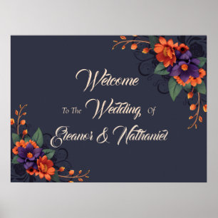 Affiche Mariage Floral 3D Gothique Élégant